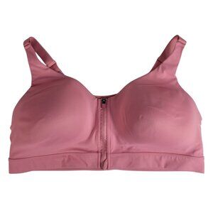 Old Navy Active Powersoft Go Dry Sports Bra Pink 42DD Zip Front Adj Wireless Pad